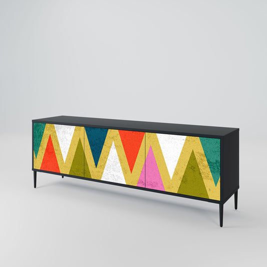 Mobile TV a 3 ante COLORFUL TRIANGLES in finitura nera
