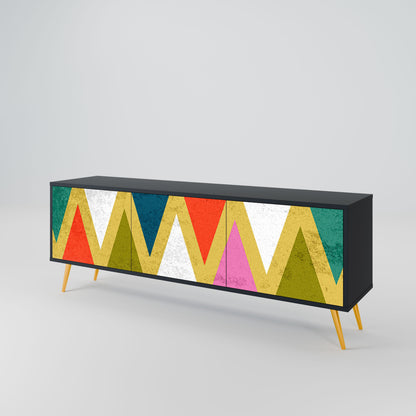 Mobile TV a 3 ante COLORFUL TRIANGLES in finitura nera