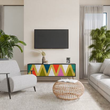 Mobile TV a 3 ante COLORFUL TRIANGLES in finitura nera