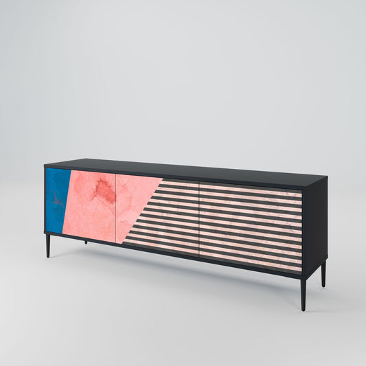 Mobile TV GLAMOROUS STRIPE a 3 ante con finitura nera