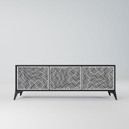 TEMPORARY SEQUENCE 3-Door TV Stand in Black Finish
