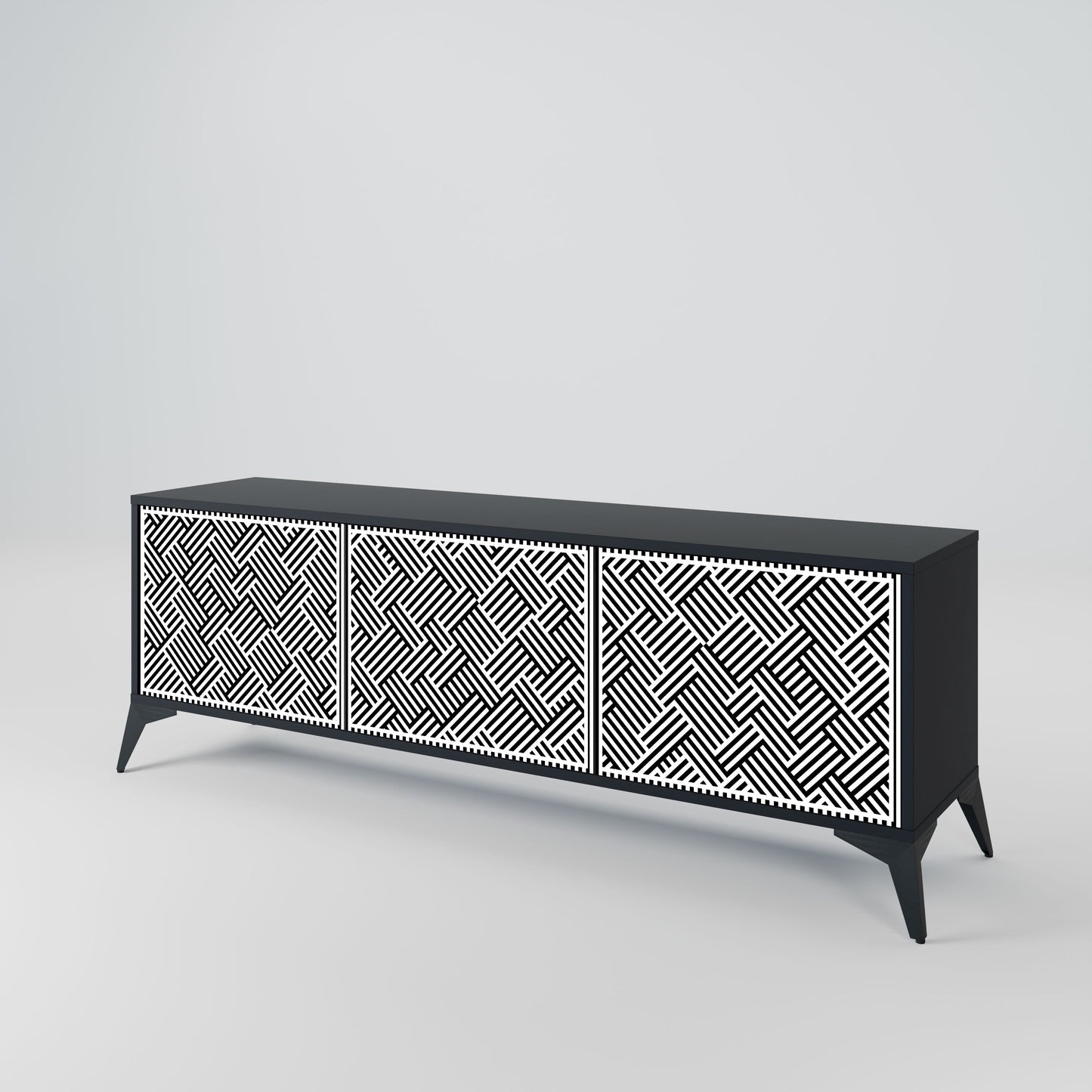 TEMPORARY SEQUENCE 3-Door TV Stand in Black Finish
