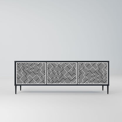 TEMPORARY SEQUENCE 3-Door TV Stand in Black Finish