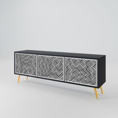 TEMPORARY SEQUENCE 3-Door TV Stand in Black Finish