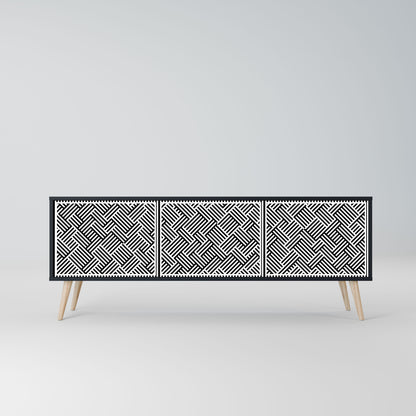 TEMPORARY SEQUENCE 3-Door TV Stand in Black Finish