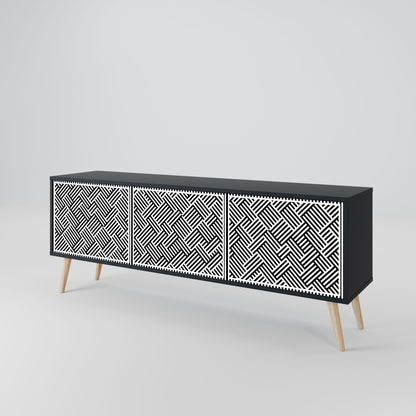 TEMPORARY SEQUENCE 3-Door TV Stand in Black Finish