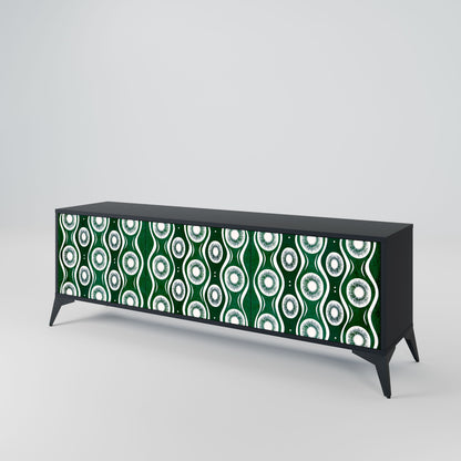 GREEN EYES 3-Door TV Stand in Black Finish