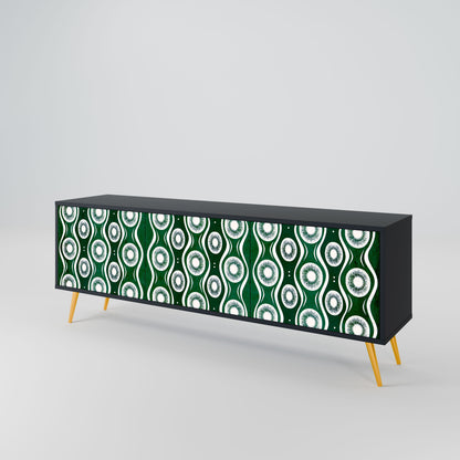 GREEN EYES 3-Door TV Stand in Black Finish
