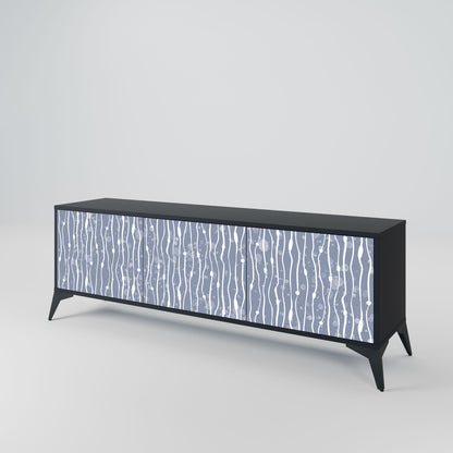 GRAPHITE RAIN 3-Door TV Stand in Black Finish