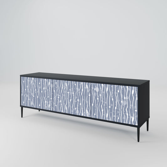 GRAPHITE RAIN 3-Door TV Stand in Black Finish
