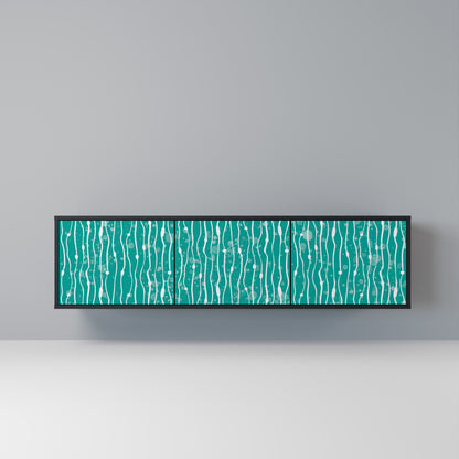 TURQUOISE RAIN 3-Door TV Stand in Black Finish