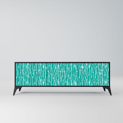 Mobile TV TURQUOISE RAIN a 3 ante con finitura nera