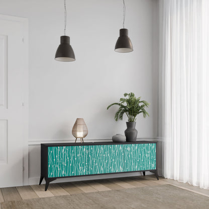 Mobile TV TURQUOISE RAIN a 3 ante con finitura nera