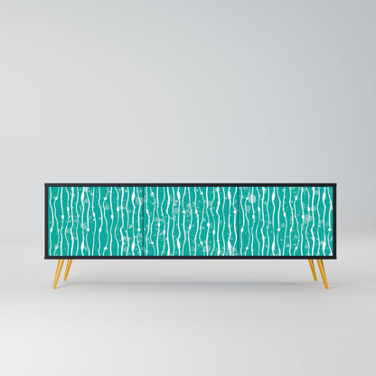 Mobile TV TURQUOISE RAIN a 3 ante con finitura nera