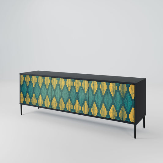 POLYGONS 3-Door TV Stand in Black Finish
