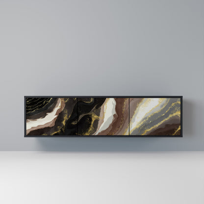 Mobile TV GOLD DUST a 3 ante con finitura nera