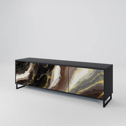 Mobile TV GOLD DUST a 3 ante con finitura nera