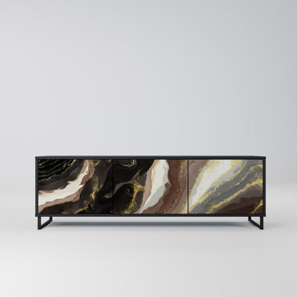 Mobile TV GOLD DUST a 3 ante con finitura nera