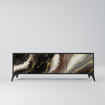 Mobile TV GOLD DUST a 3 ante con finitura nera