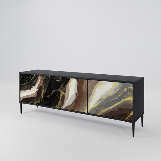 Mobile TV GOLD DUST a 3 ante con finitura nera