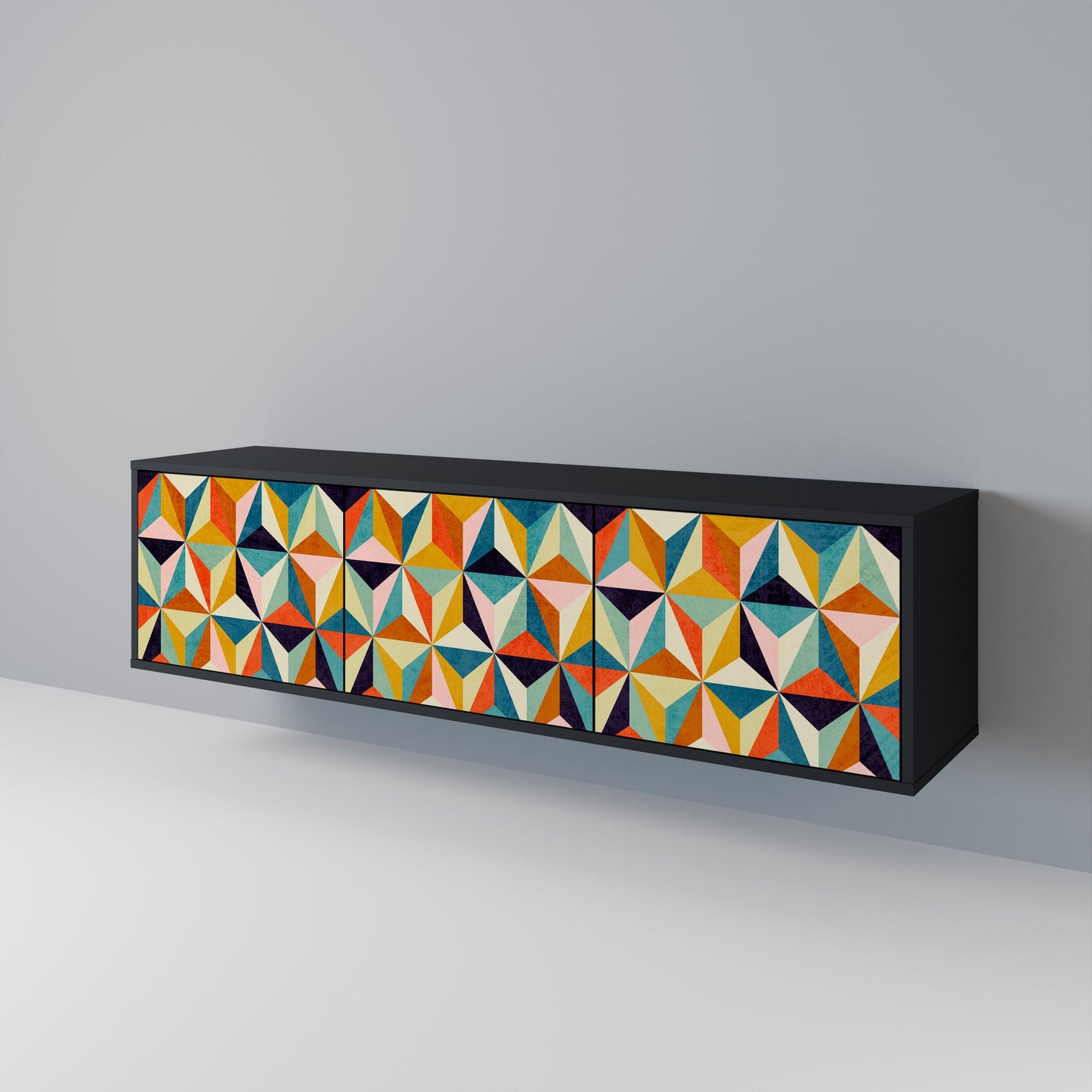 Mobile TV TESSELATE TREASURES a 3 ante con finitura nera