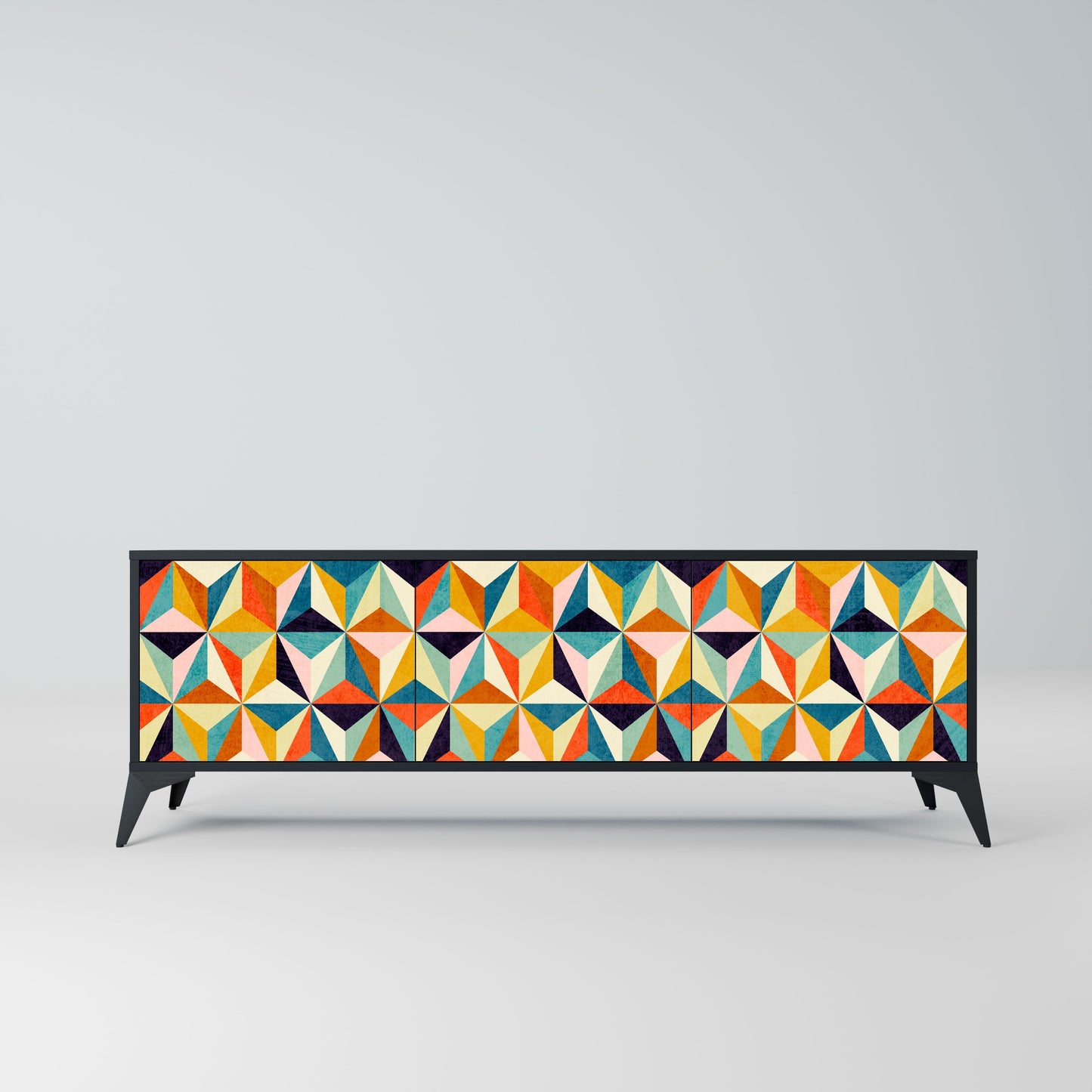 Mobile TV TESSELATE TREASURES a 3 ante con finitura nera