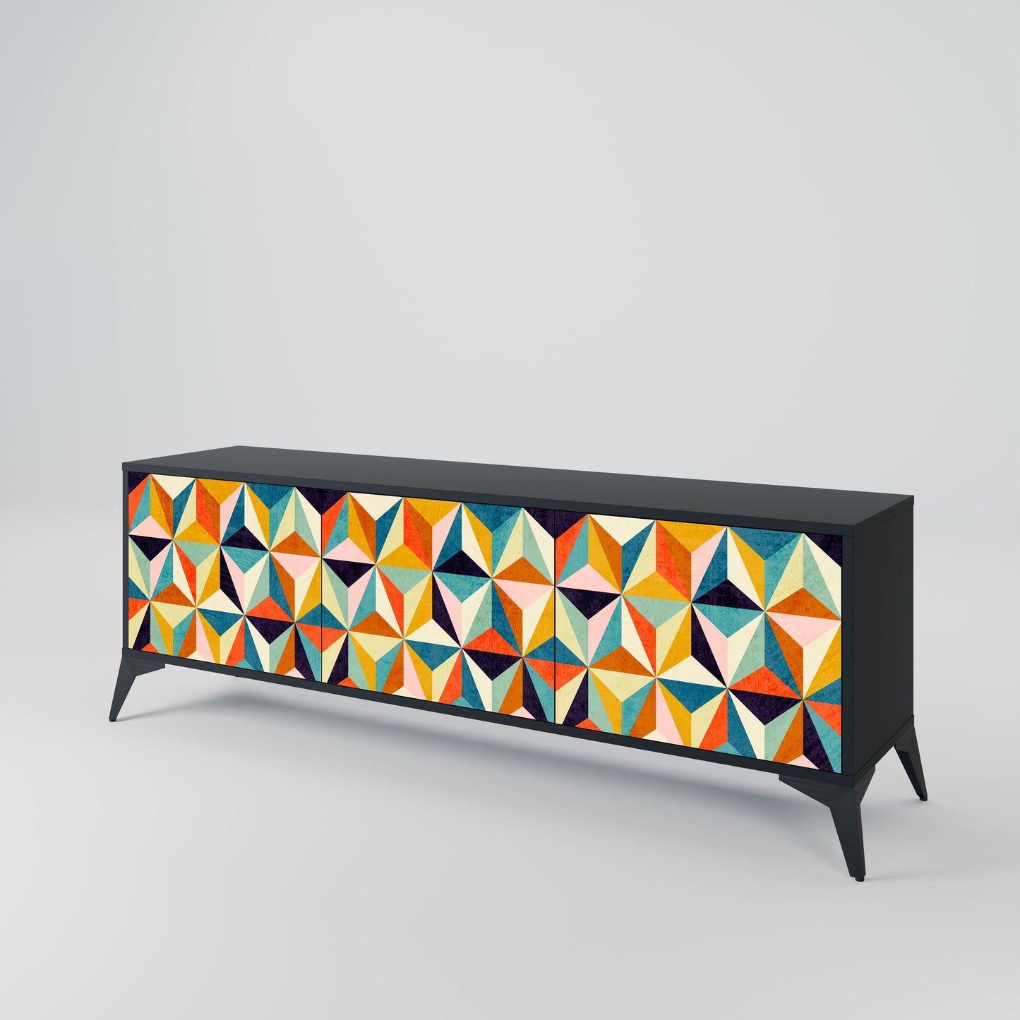 Mobile TV TESSELATE TREASURES a 3 ante con finitura nera