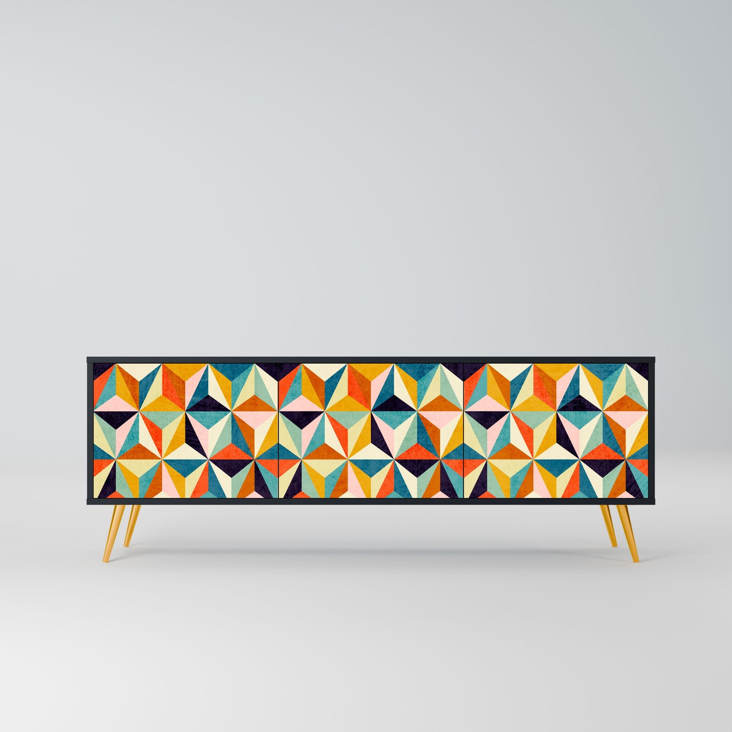Mobile TV TESSELATE TREASURES a 3 ante con finitura nera