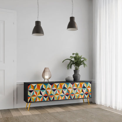 Mobile TV TESSELATE TREASURES a 3 ante con finitura nera