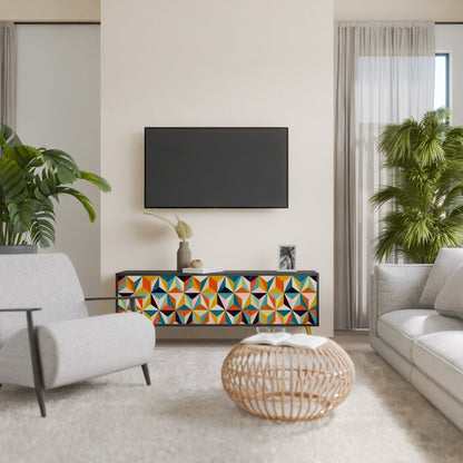 Mobile TV TESSELATE TREASURES a 3 ante con finitura nera