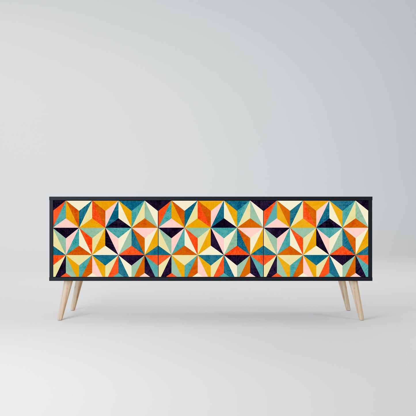 Mobile TV TESSELATE TREASURES a 3 ante con finitura nera