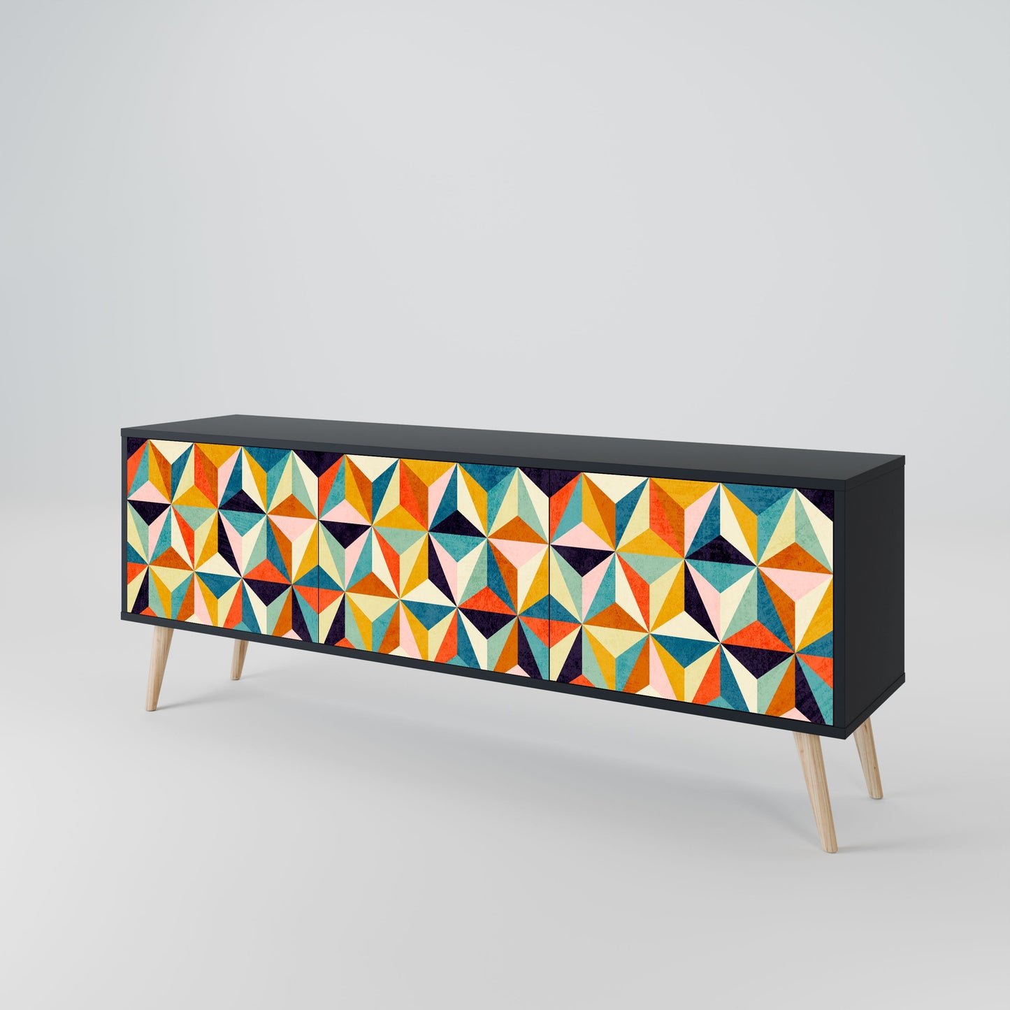 Mobile TV TESSELATE TREASURES a 3 ante con finitura nera