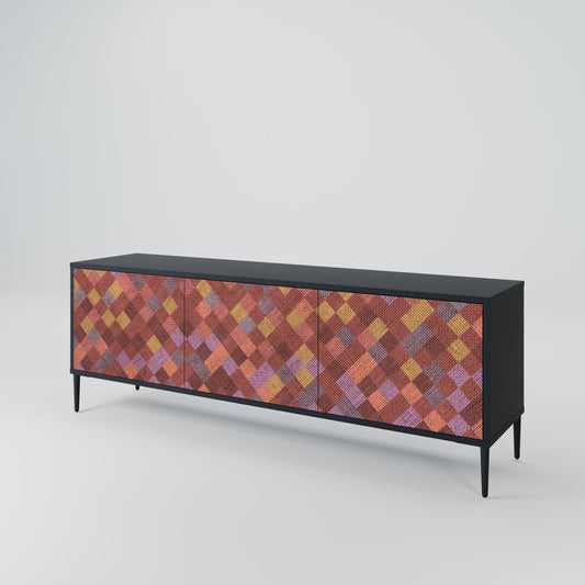 Mobile TV a 3 ante PAINTED SQUARES in finitura nera