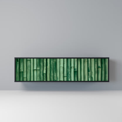 NATURAL GREEN 3-Door TV Stand in Black Finish