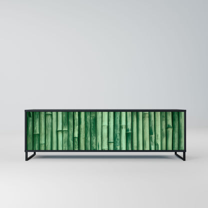 NATURAL GREEN 3-Door TV Stand in Black Finish