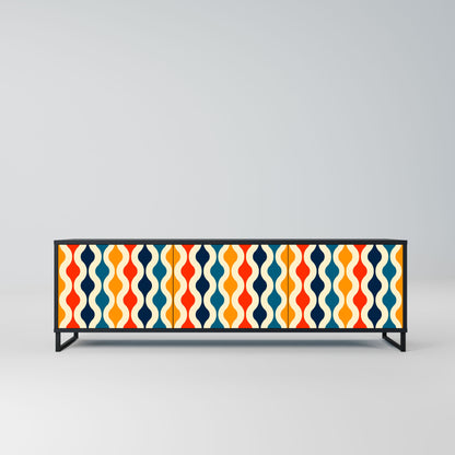 COLORFUL NOSTALGIA 3-Door TV Stand in Black Finish