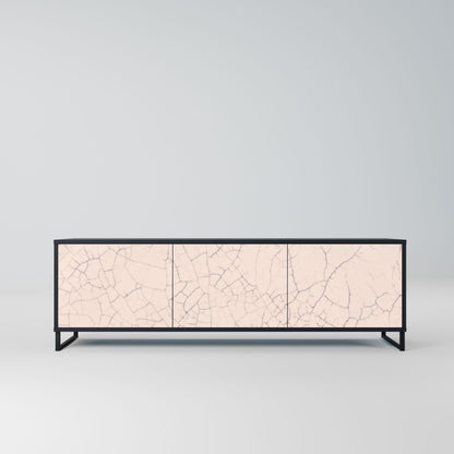 CERAMIC TEXTURE 3-Door TV Stand in Black Finish