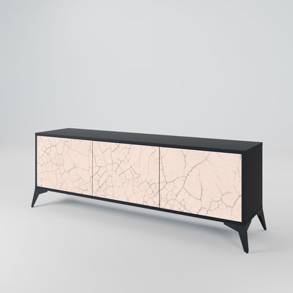 CERAMIC TEXTURE 3-Door TV Stand in Black Finish