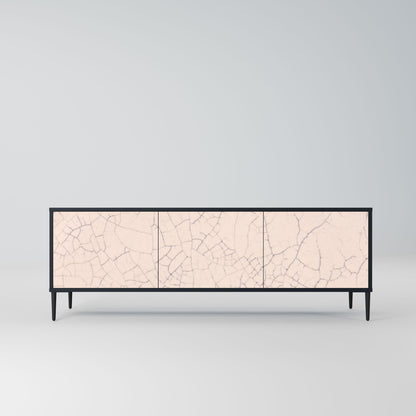 CERAMIC TEXTURE 3-Door TV Stand in Black Finish