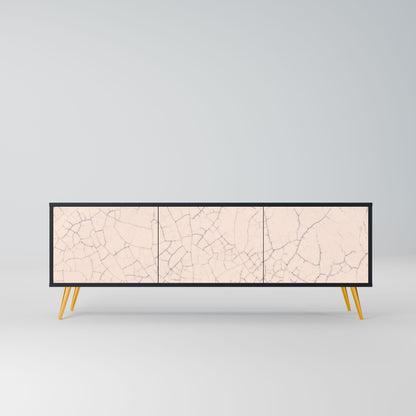 CERAMIC TEXTURE 3-Door TV Stand in Black Finish