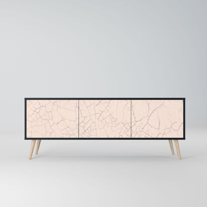CERAMIC TEXTURE 3-Door TV Stand in Black Finish