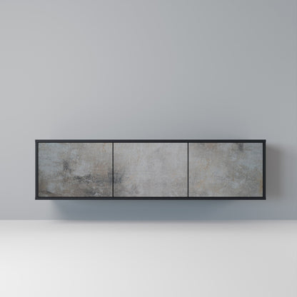 CONCRETE WALL 3-Door TV Stand in Black Finish