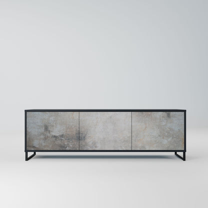 CONCRETE WALL 3-Door TV Stand in Black Finish