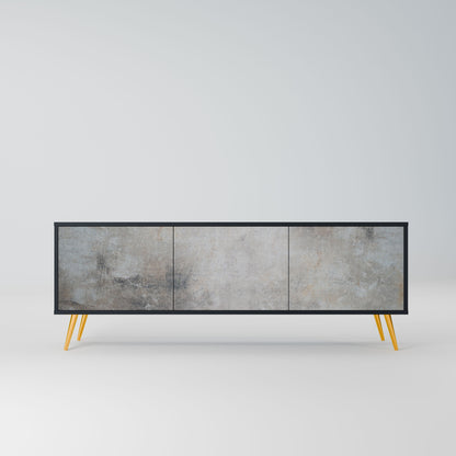 CONCRETE WALL 3-Door TV Stand in Black Finish
