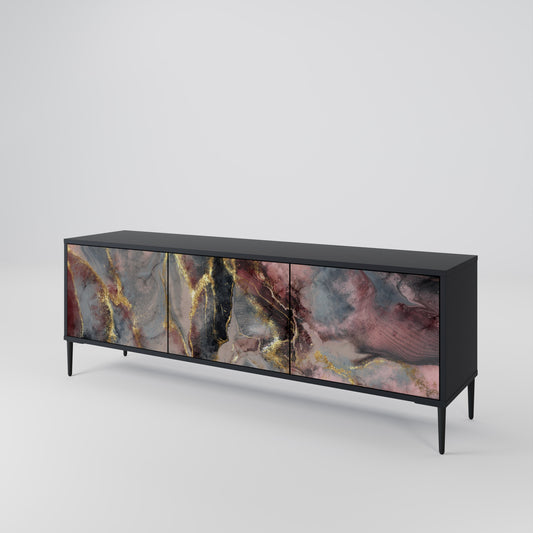 Mobile TV GOLDEN TIDES a 3 ante con finitura nera