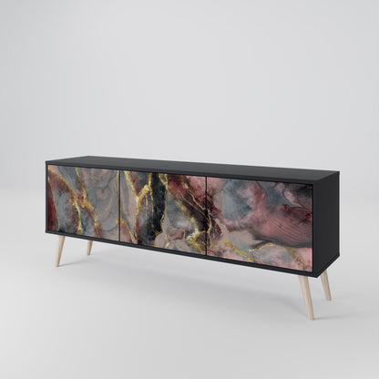 Mobile TV GOLDEN TIDES a 3 ante con finitura nera