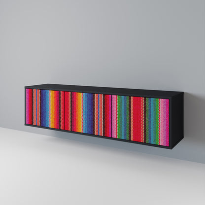 ETHNIC MEXICAN 3-Door TV Stand in Black Finish