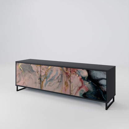 Mobile TV a 3 ante GILDED SWIRLS in finitura nera
