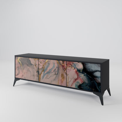 Mobile TV a 3 ante GILDED SWIRLS in finitura nera