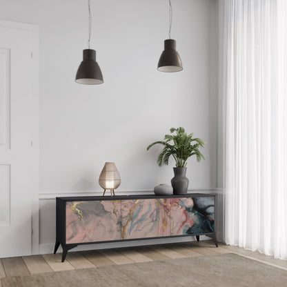 Mobile TV a 3 ante GILDED SWIRLS in finitura nera